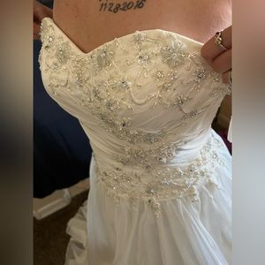 stella york sequin flower wedding full ball gown size 6 brand new